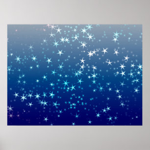 Kerstvonken Sterren Blauwe Lucht Poster