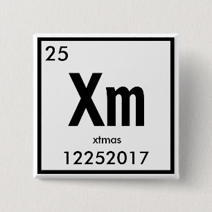 kerstvormig chemisch element vierkante button 5,1 cm