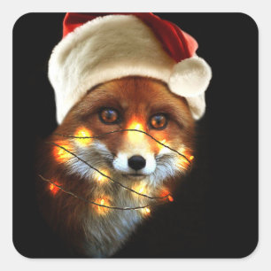 kerstvos vierkante sticker