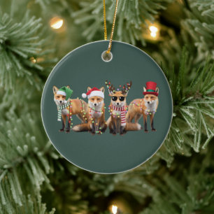 Kerstvosliefhebbers Familie Dier Kerstvakantie Keramisch Ornament
