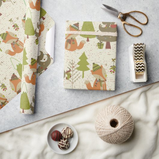 kerstvossen en -bomen cadeaupapier (Crafts)