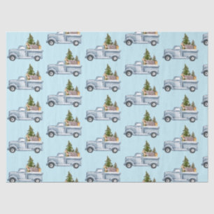 Kerstvrachtwagen met dieren en pijnbomen tissuepapier