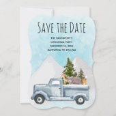 Kerstvrachtwagens met bomen en dieren save the date (Voorkant)
