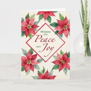 Kerstvrede en -vreugde met waterverf Poinsettia Kaart
