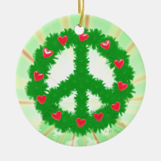 Kerstvrede harten Wreath Keramisch Ornament (Voorkant)
