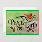 Kerstvrede op aarde Kardinale Waterverf Briefkaart (Voorkant / Achterkant)