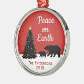 Kerstvrede op Beer Metalen Ornament (Links)