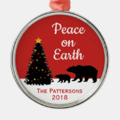 Kerstvrede op Beer Metalen Ornament (Voorkant)