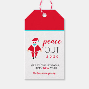 Kerstvrede uit 2020 Funny Santa in Face Mask Cadeaulabel