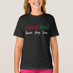 KERSTVREDE VREUGDE LIEFDE TYPOGRAFIE T-SHIRT