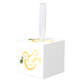 Kerstvredesduif Kubus Ornament (Voorkant hoekig)