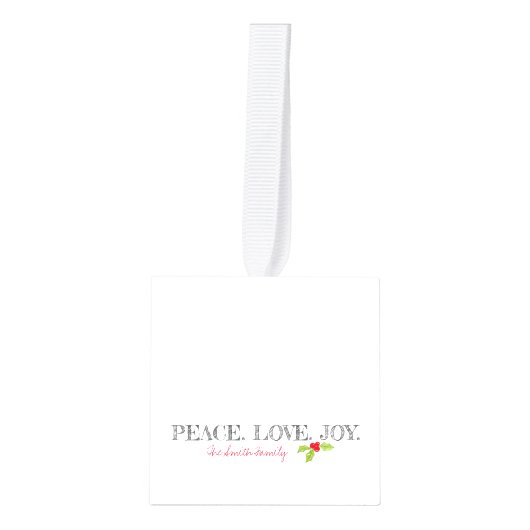 Kerstvredesliefde Joy Holly Familienaam Foto's Kubus Ornament (Voorkant)