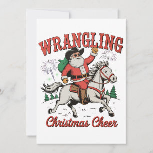 Kerstvreugde Cowboy Kerstman Landelijk Feestdagenkaart