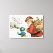 Kerstvreugde gewenst door Ellen Clapsaddle Canvas Afdruk (Voorkant)