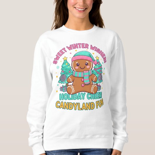 Kerstvreugde Gingbread T-shirt – Schattig Candylan (Voorkant)