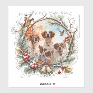 Kerstvreugde met een Brittany Spaniel Sticker