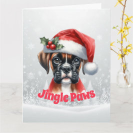 Kerstvreugde met Jingle Paws en Boxer Dog Kaart