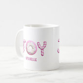 Kerstvreugde | Pink Candy Cane gepersonaliseerd Koffiemok (Voorkant links)