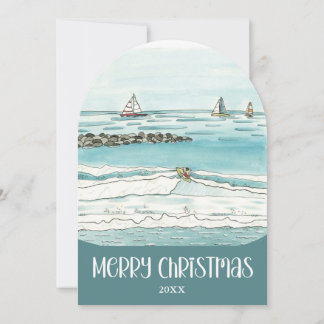Kerstvreugde van de kust Sneeuwbol Kerstkaart