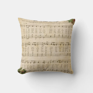 Kerstvreugde Vintage Bladmuziek Kussen