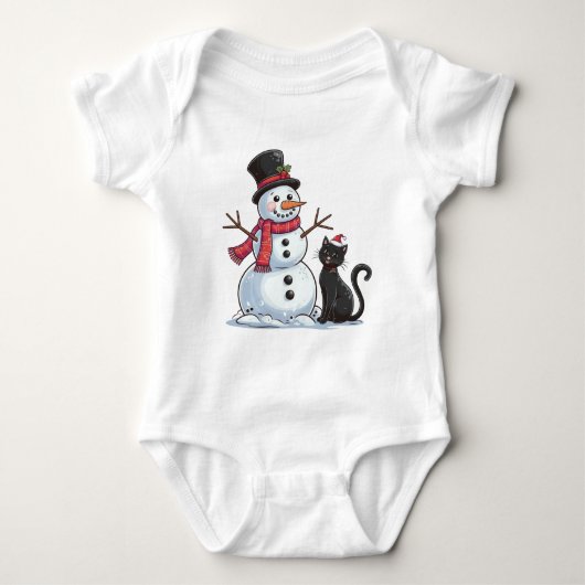 Kerstvrienden Snowman en Black Cat Romper (Voorkant)