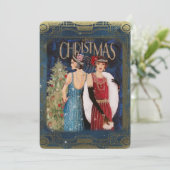 kerstvrouwen met Art Deco Feestdagenkaart (Staand voorkant)