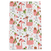 kerstvun roze flamingo medium cadeauzakje (Voorkant)