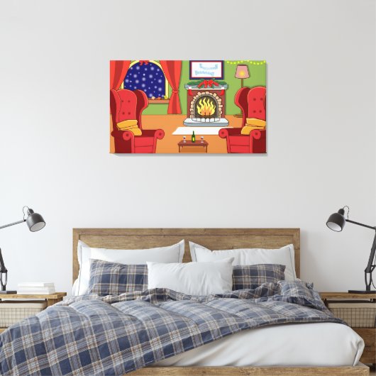 Kerstvuur Canvas Afdruk (Insitu (Slaapkamer))