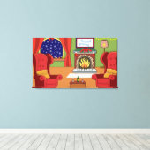 Kerstvuur Canvas Afdruk (Insitu (Houten vloer))