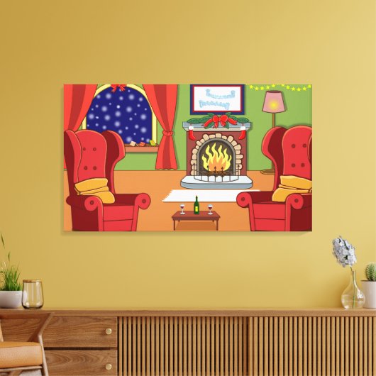 Kerstvuur Canvas Afdruk (Insitu (Woonkamer))