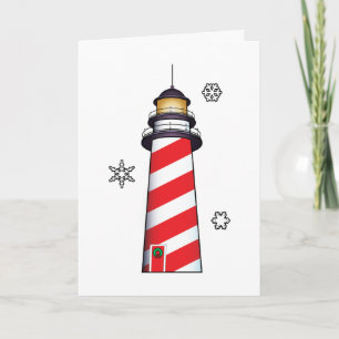 Kerstvuurtoren met staven en sneeuwvlokken feestdagen kaart