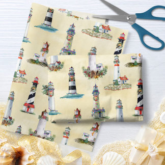 Kerstvuurtoren Nautical Beach Sand Tissuepapier