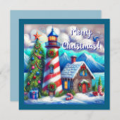 Kerstvuurtoren Nautische Kustberg Feestdagenkaart (Voorkant / Achterkant)