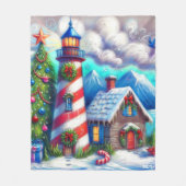 Kerstvuurtoren Nautische Kustberg Fleece Deken (Voorkant)