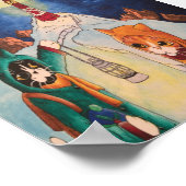 Kerstvuurtoren op nachtkat poster (Hoek)