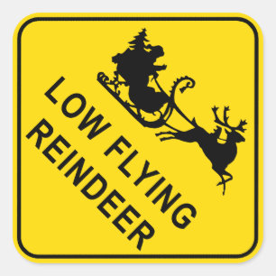 kerstwaarschuwingsbord - Runderrendierlaag met laa Vierkante Sticker