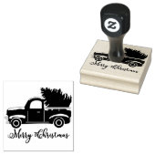 Kerstwagen en boom rubberstempel (Gestempeld)
