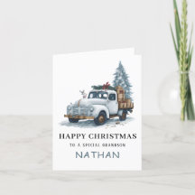 Kerstwagen Gevouwen vakantie Kaart voor kleinzoon
