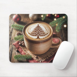 Kerstwarme cacao met boomontwerp muismat