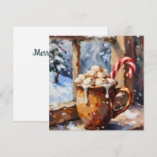 Kerstwarme cacao met geroosterde marshmallows feestdagenkaart