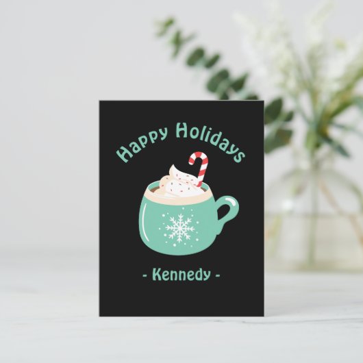 Kerstwarme chocolade briefkaart (Staand voorkant)