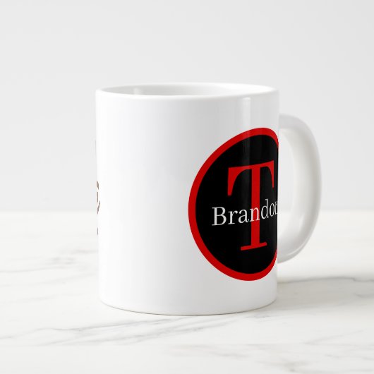 kerstwarme chocolade met feestjes monogram extra grote beker (Voorkant rechts)