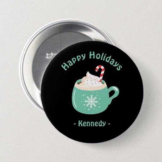 Kerstwarme chocolade ronde button 7,6 cm (Voorkant /achterkant)