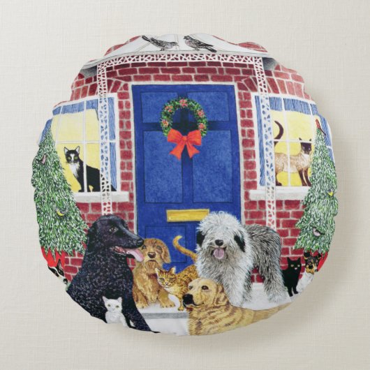 kerstwarmth rond kussen (Voorkant)