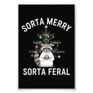 Kerstwasbeer Soms Blij Soms Wild Kerstmis Foto Afdruk