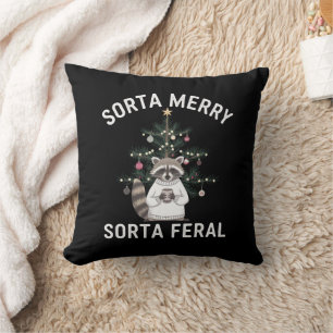 Kerstwasbeer Soms Blij Soms Wild Kerstmis Kussen