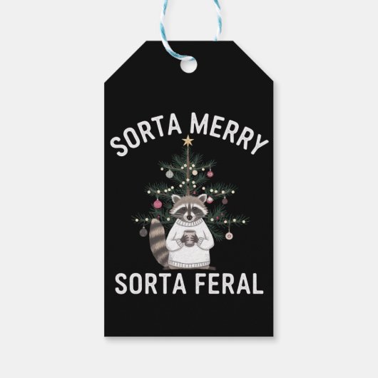 Kerstwasbeer Sorta Merry Sorta Feral Xmas Cadeaulabel (Achterkant)