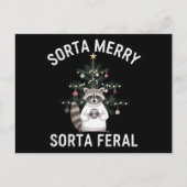 Kerstwasbeer Sorta Merry Sorta Feral Xmas Feestdagenkaart (Voorkant)
