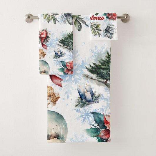 kerstWaterverf Bad Handdoek (Insitu)