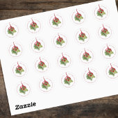 kerstWaterverf Holly Berries Return Address Ronde Sticker